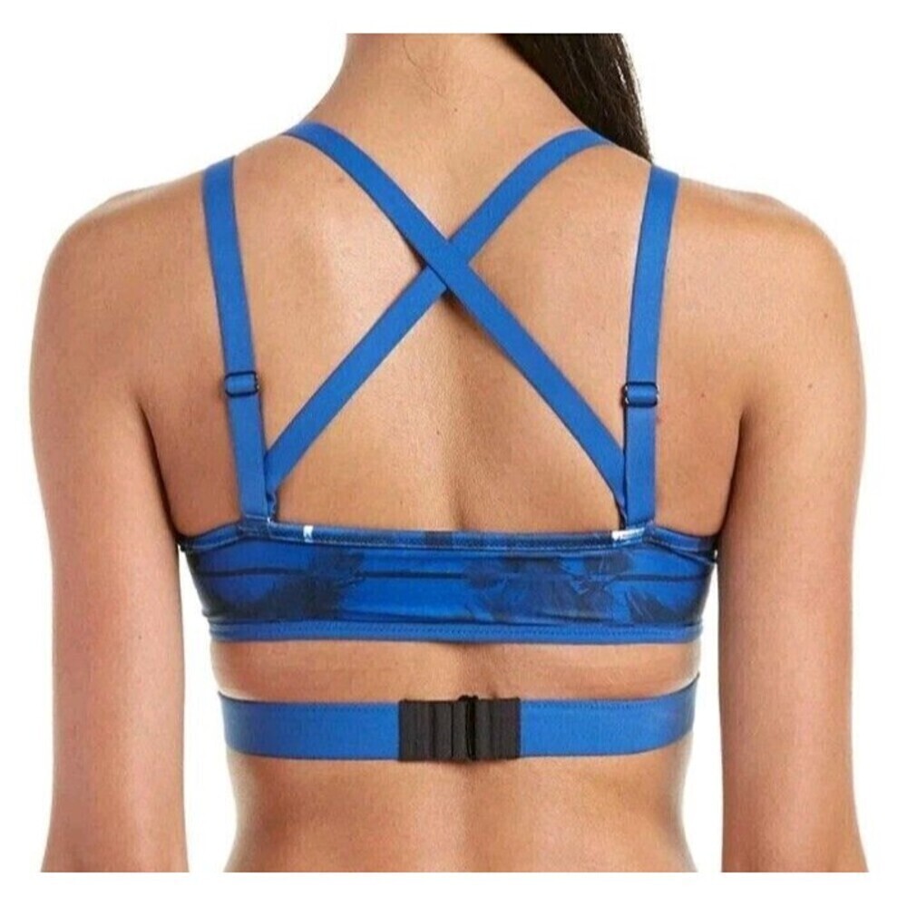 PUMA Sports Bra Size Medium Powershape Future Mid Impact Black Blue Strappy - Picture 3 of 13